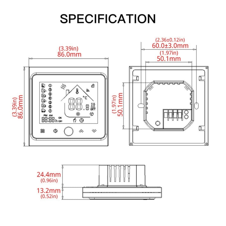 BHT-002GBLW 16A Load Electronic Heating Type LCD Digital Heating Room Thermostat with Sensor & Time Display, WiFi Control(White) - Indoor Thermometer by PMC TechLife | Online Shopping South Africa | PMC TechLife