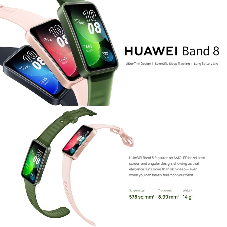 HUAWEI Band 8 Standard 1.47 inch AMOLED Smart Watch, Support Heart Rate / Blood Pressure / Blood Oxygen / Sleep Monitoring(Emerald) - free shipping - PMC TechLife - Order now!