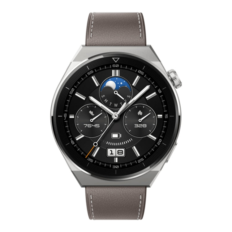 HUAWEI WATCH GT 3 Pro Titanium Smart Watch 46mm Genuine Leather Wristband, 1.43 inch AMOLED Screen, Support ECG / GPS / 14-days Battery Life(Grey) - free shipping - PMC TechLife - Order now!