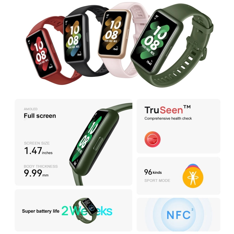 Original HUAWEI Band 7 NFC Edition, 1.47 inch AMOLED Screen Smart Watch, Support Blood Oxygen Monitoring / 14-days Battery Life(Black) - free shipping - PMC TechLife - Order now!