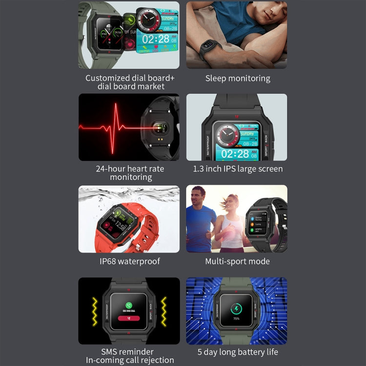 Lokmat FT10 1.3 inch IPS Touch Screen Waterproof Smart Watch, Support Music Play / Heart Rate / Blood Pressure Monitor(Black) - free shipping - PMC TechLife - Order now!