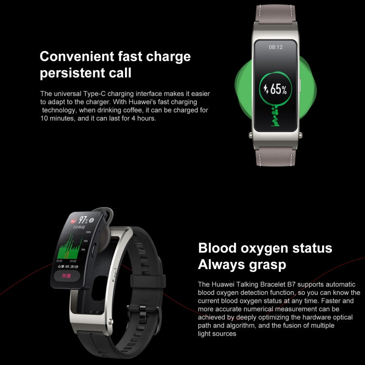 Original Huawei TalkBand B7 Smart Bracelet, 1.53 inch Screen, Support Bluetooth Call / Heart Rate / Blood Oxygen / Sleep Monitoring (Black) - free shipping - PMC TechLife - Order now!