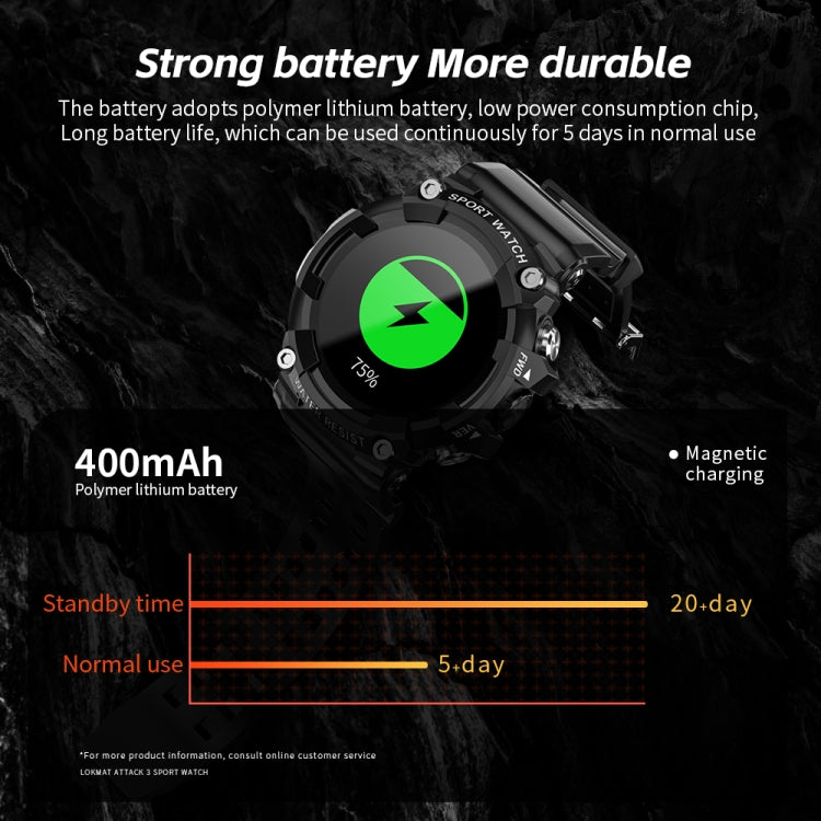 LOKMAT ATTACK 3 1.28 inch TFT Screen Sports Fitness Smart Watch, Support Bluetooth Call(Black) - free shipping - PMC TechLife - Order now!