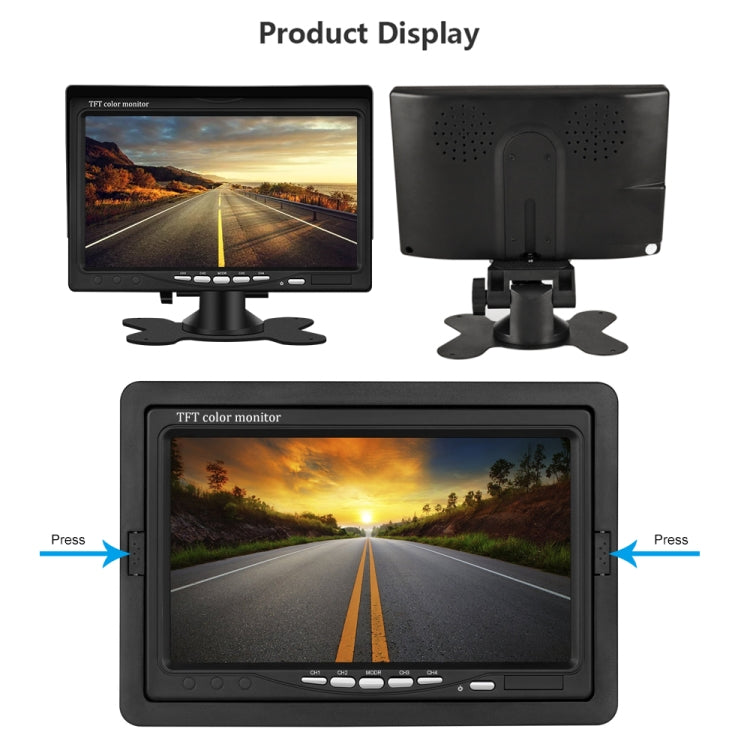 K0164 7 inch HD Car 18 IR Night Vision Rear View Backup Four Cameras Rearview Monitor - Rear View Cameras by PMC TechLife | Online Shopping South Africa | PMC TechLife