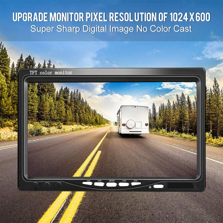 K0164 7 inch HD Car 18 IR Night Vision Rear View Backup Four Cameras Rearview Monitor - Rear View Cameras by PMC TechLife | Online Shopping South Africa | PMC TechLife