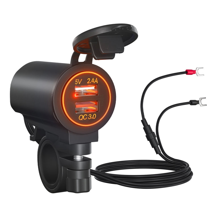 ZH-723F4 Car / Motorcycle QC3.0 Cell Phone Fast Charging Dual USB Car Charger(Orange Light) - DIY Modified Charger by PMC TechLife | Online Shopping South Africa | PMC TechLife