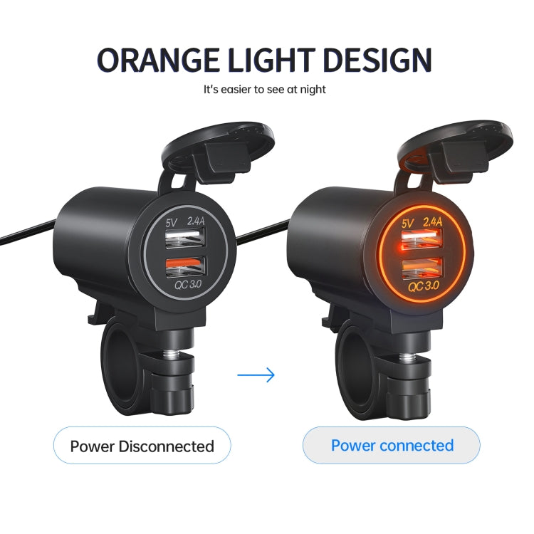 ZH-723F4 Car / Motorcycle QC3.0 Cell Phone Fast Charging Dual USB Car Charger(Orange Light) - DIY Modified Charger by PMC TechLife | Online Shopping South Africa | PMC TechLife