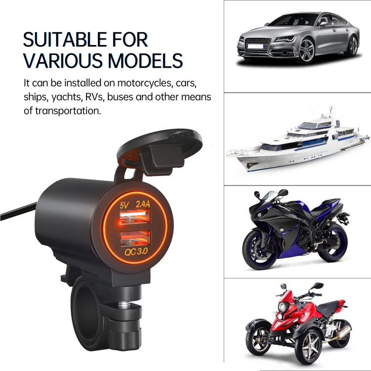 ZH-723F4 Car / Motorcycle QC3.0 Cell Phone Fast Charging Dual USB Car Charger(Orange Light) - DIY Modified Charger by PMC TechLife | Online Shopping South Africa | PMC TechLife