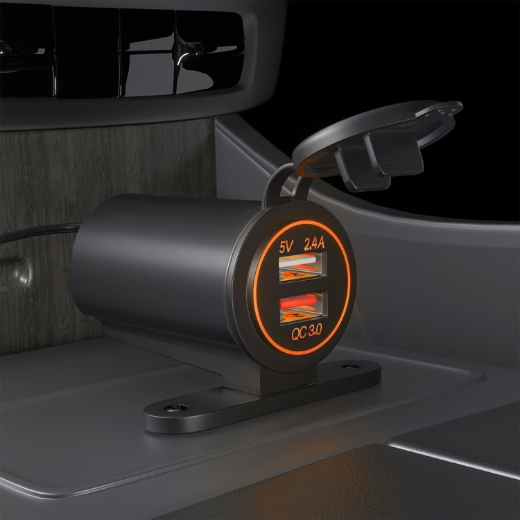 ZH-723F4 Car / Motorcycle QC3.0 Cell Phone Fast Charging Dual USB Car Charger(Orange Light) - DIY Modified Charger by PMC TechLife | Online Shopping South Africa | PMC TechLife