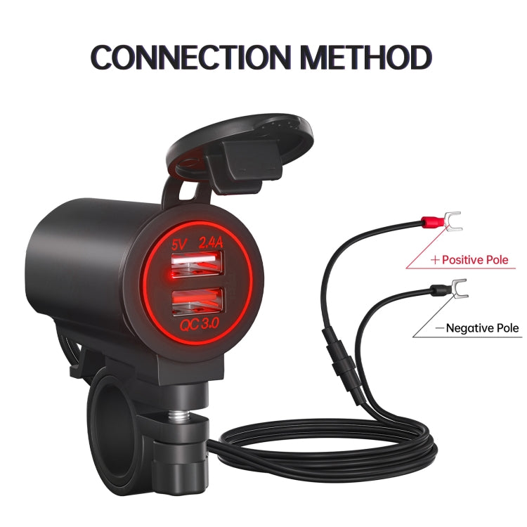 ZH-723F2 Car / Motorcycle QC3.0 Cell Phone Fast Charging Dual USB Car Charger(Red Light) - DIY Modified Charger by PMC TechLife | Online Shopping South Africa | PMC TechLife