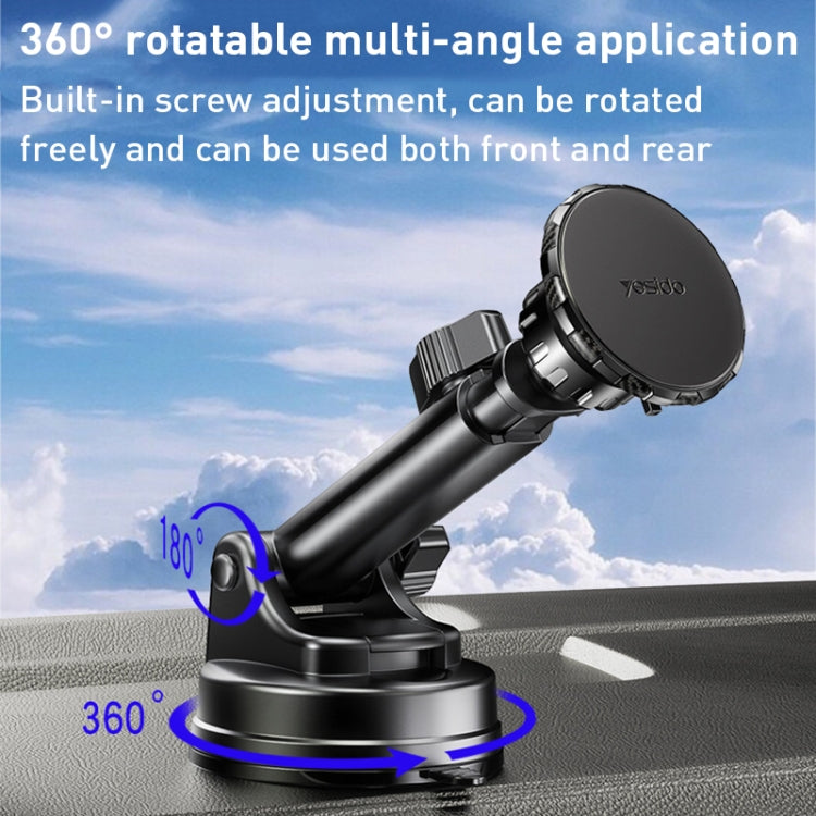 Yesido C160 Suction Cup Type Telescopic Rod Magnetic Car Phone Holder (Black) - Universal Car Holders by Yesido | Online Shopping South Africa | PMC TechLife | Buy Now Pay Later Mobicred