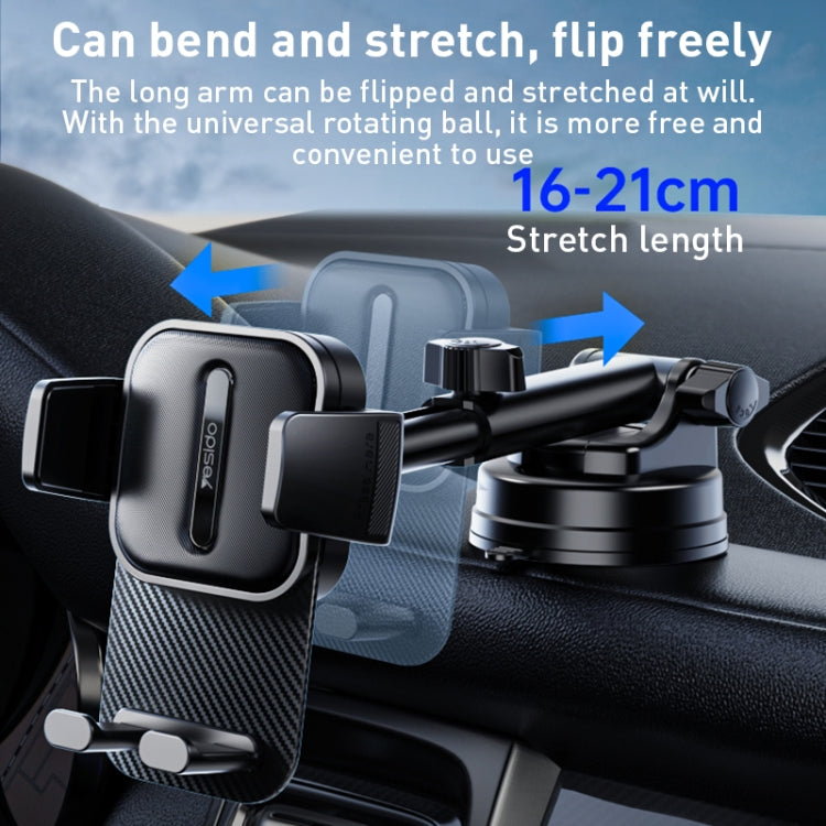 Yesido C174 Suction Cup Type Telescopic Car Phone Holder (Black) - Car Holders by Yesido | Online Shopping South Africa | PMC TechLife