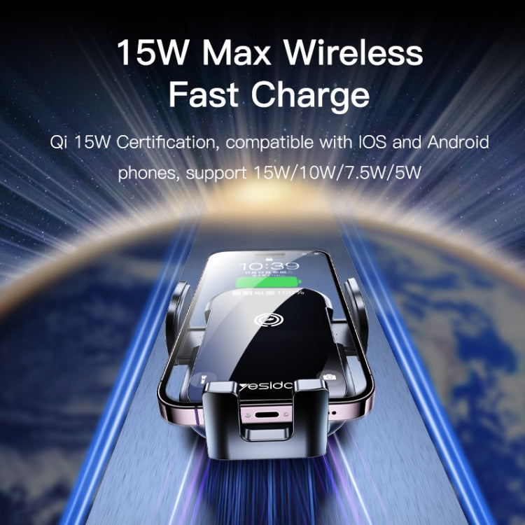 Yesido C197 15W 2 in 1 Suction Cup Type Wireless Charging Car Holder Set (Black) - Wireless Charger Holders by Yesido | Online Shopping South Africa | PMC TechLife | Buy Now Pay Later Mobicred
