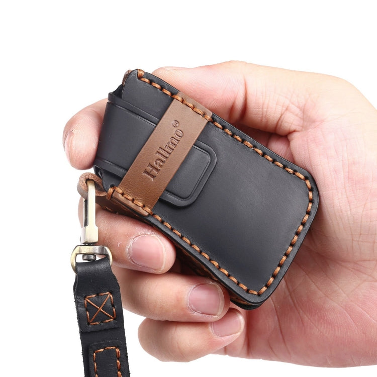 For Lexus 3-button Hallmo Car Cowhide Leather Key Protective Cover Key Case(Black) - Car Key Cases by Hallmo | Online Shopping South Africa | PMC TechLife | Buy Now Pay Later Mobicred