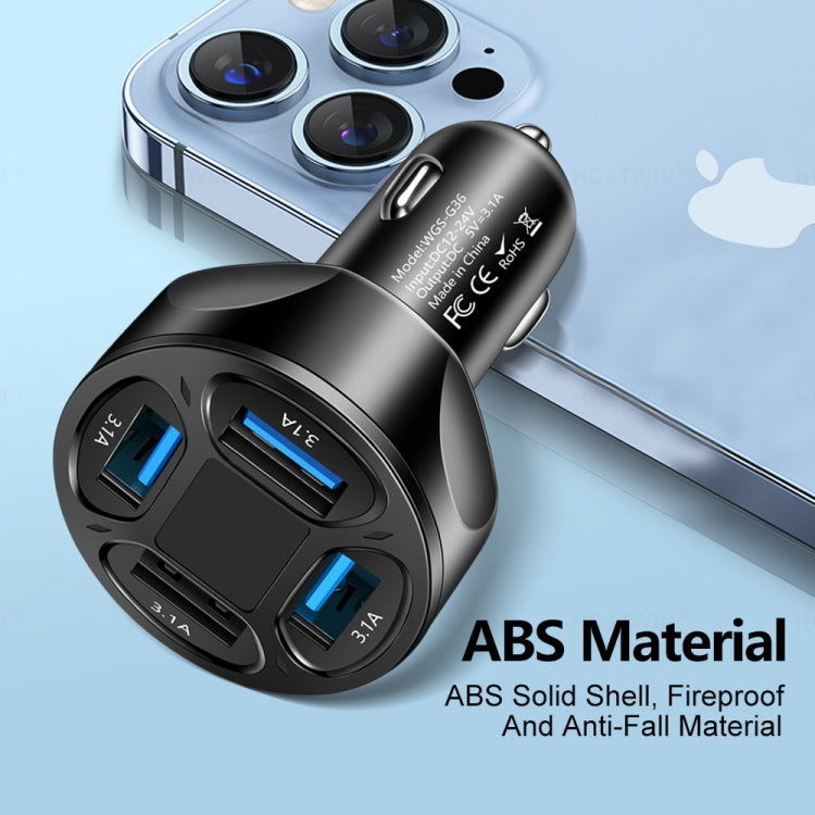 WGS-G36 3.1A 4 in 1 Digital Display Car Charger with Voltmeter (White) - free shipping - PMC TechLife - Order now!