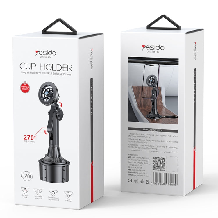 Yesido C200 Magsafe Magnetic Adjustable Car Cup Holder Using Phone Bracket - Universal Car Holders by Yesido | Online Shopping South Africa | PMC TechLife | Buy Now Pay Later Mobicred