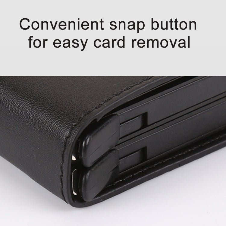 X-7 Antimagnetic RFID  Multi-functional Aluminum Crazy Horse Texture Leather Card Bag Wallet(Black) - free shipping - PMC TechLife - Order now!