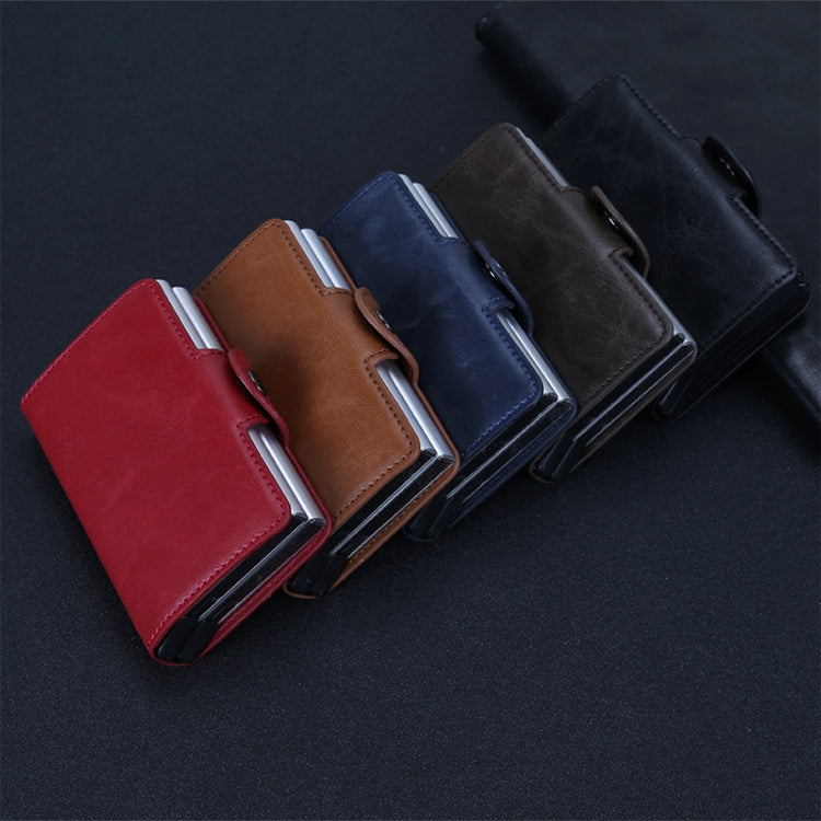 X-7 Antimagnetic RFID  Multi-functional Aluminum Crazy Horse Texture Leather Card Bag Wallet(Black) - free shipping - PMC TechLife - Order now!