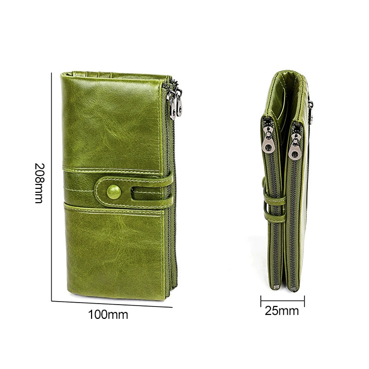 3520 Long Cowhide Leather Folding Anti-magnetic RFID Wallet for Ladies, with Card Slots(Red) - free shipping - PMC TechLife - Order now!