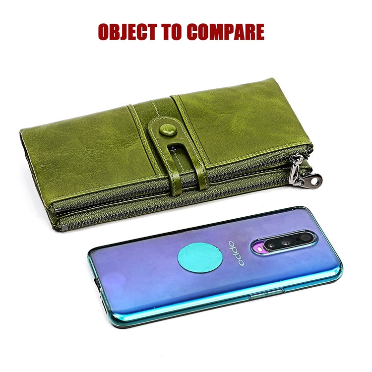 3520 Long Cowhide Leather Folding Anti-magnetic RFID Wallet for Ladies, with Card Slots(Red) - free shipping - PMC TechLife - Order now!