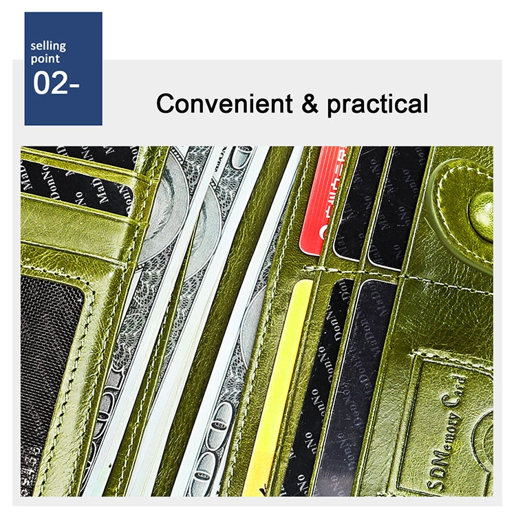 3520 Long Cowhide Leather Folding Anti-magnetic RFID Wallet for Ladies, with Card Slots(Red) - free shipping - PMC TechLife - Order now!