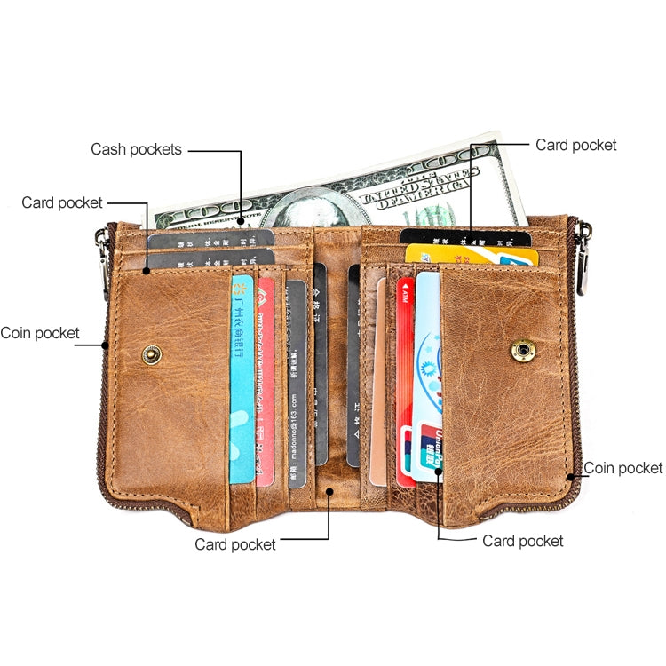 3533 Long Crazy Horse Texture Cowhide Leather Folding Anti-magnetic RFID Wallet Clutch Bag for Men, with Card Slots(Blue) - Antimagnetic RFID Package by PMC TechLife | Online Shopping South Africa | PMC TechLife | Buy Now Pay Later Mobicred