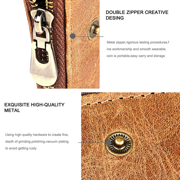 3533 Long Crazy Horse Texture Cowhide Leather Folding Anti-magnetic RFID Wallet Clutch Bag for Men, with Card Slots(Blue) - Antimagnetic RFID Package by PMC TechLife | Online Shopping South Africa | PMC TechLife | Buy Now Pay Later Mobicred