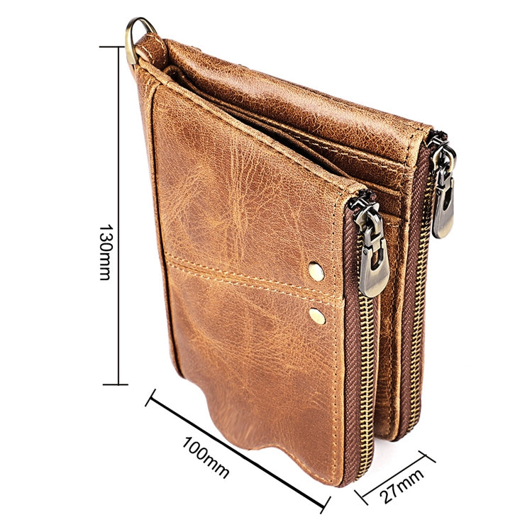 LT3533 Long Crazy Horse Texture Cowhide Leather Folding Anti-magnetic RFID Wallet Clutch Bag for Men, with Card Slots & Shoulder Strap(Coffee) - free shipping - PMC TechLife - Order now!