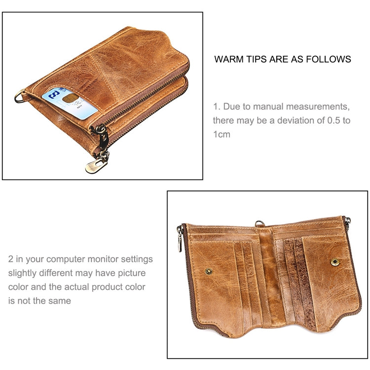 LT3533 Long Crazy Horse Texture Cowhide Leather Folding Anti-magnetic RFID Wallet Clutch Bag for Men, with Card Slots & Shoulder Strap(Yellowish-brown) - free shipping - PMC TechLife - Order now!