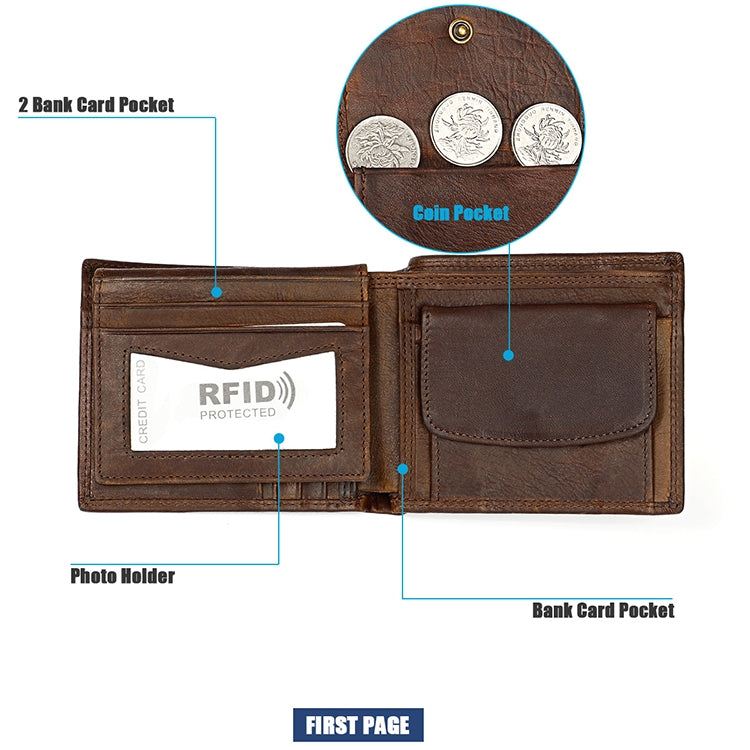 8020 Horizontal Retro Crazy Horse Texture Leather Anti-magnetic RFID Wallet Clutch Bag for Men, with Card Slots(Black) - Antimagnetic RFID Package by PMC TechLife | Online Shopping South Africa | PMC TechLife | Buy Now Pay Later Mobicred