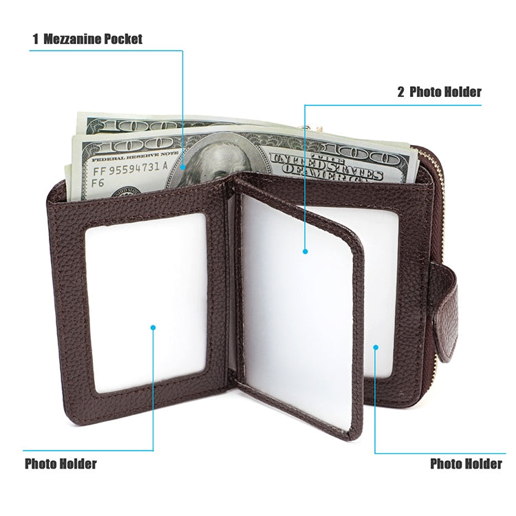 KB192 Buckle Zipper Cowhide Leather Organ Shape Multiple Card Slots Anti-magnetic RFID Wallet Clutch Bag for Men(Black) - Antimagnetic RFID Package by PMC TechLife | Online Shopping South Africa | PMC TechLife | Buy Now Pay Later Mobicred