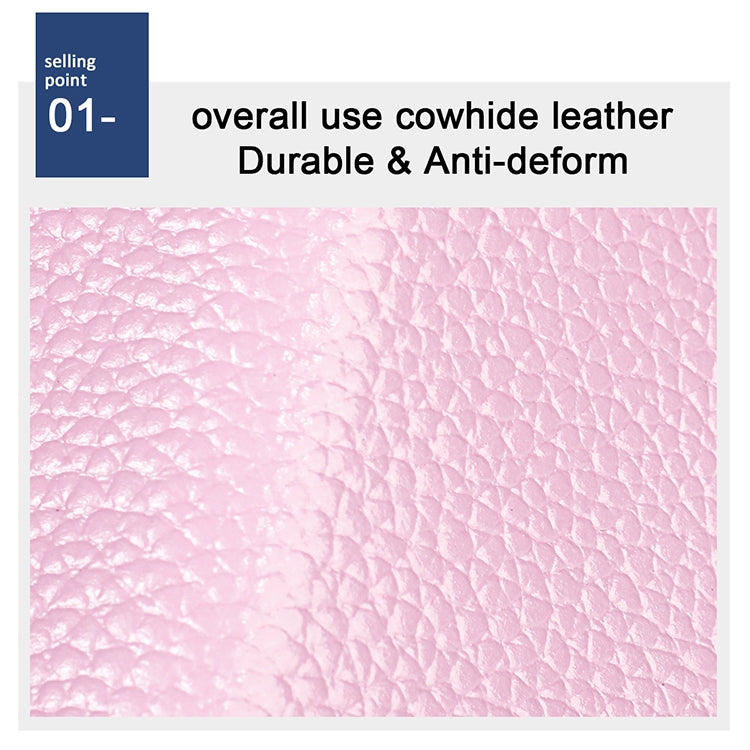 KB195 Zipper Cowhide Leather Double Row Organ Shape Multiple Card Slots Anti-magnetic RFID Wallet Clutch Bag for Ladies(Rose Red) - free shipping - PMC TechLife - Order now!