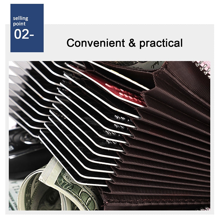 KB195 Zipper Cowhide Leather Double Row Organ Shape Multiple Card Slots Anti-magnetic RFID Wallet Clutch Bag for Ladies(Rose Red) - free shipping - PMC TechLife - Order now!