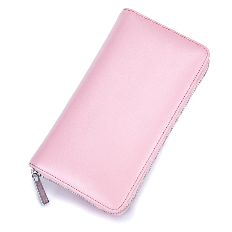 Two-Layer Cowhide Leather Organ Card Holder Multiple-Card RFID Anti-Theft Wallet Bag(Pink) - free shipping - PMC TechLife - Order now!