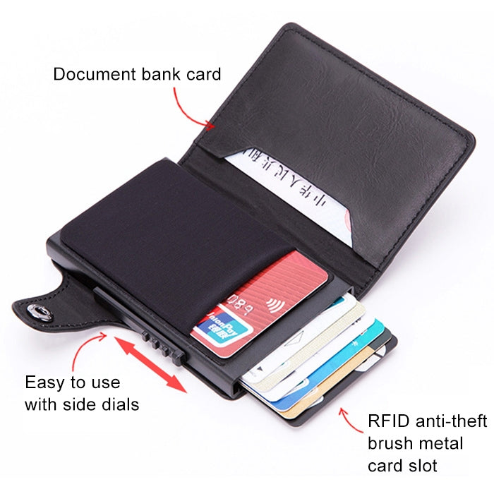 X-51 Automatically Pop-up Card Type Anti-magnetic RFID Anti-theft PU Leather Wallet with Card Slots(Black) - free shipping - PMC TechLife - Order now!