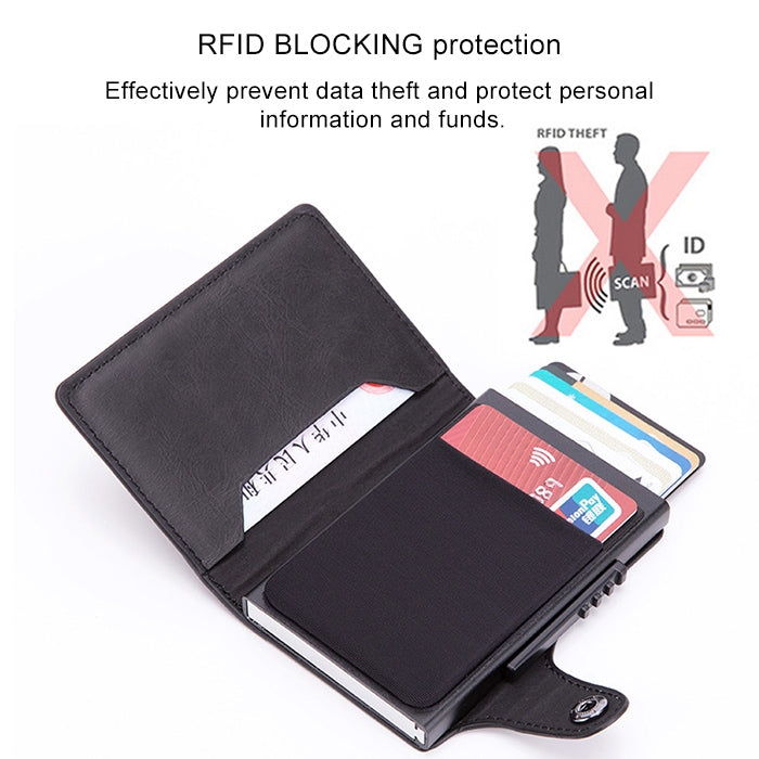 X-51 Automatically Pop-up Card Type Anti-magnetic RFID Anti-theft PU Leather Wallet with Card Slots(Blue) - Antimagnetic RFID Package by PMC TechLife | Online Shopping South Africa | PMC TechLife | Buy Now Pay Later Mobicred