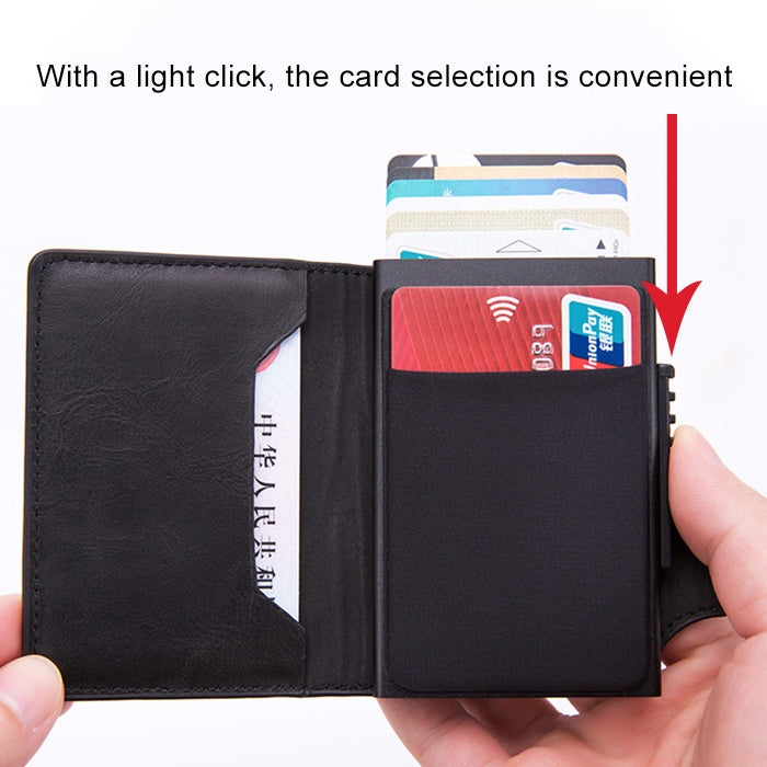 X-51 Automatically Pop-up Card Type Anti-magnetic RFID Anti-theft PU Leather Wallet with Card Slots(Apricot) - free shipping - PMC TechLife - Order now!
