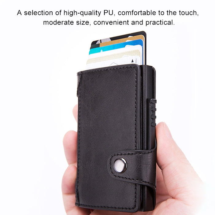 X-51 Automatically Pop-up Card Type Anti-magnetic RFID Anti-theft PU Leather Wallet with Card Slots(Apricot) - free shipping - PMC TechLife - Order now!