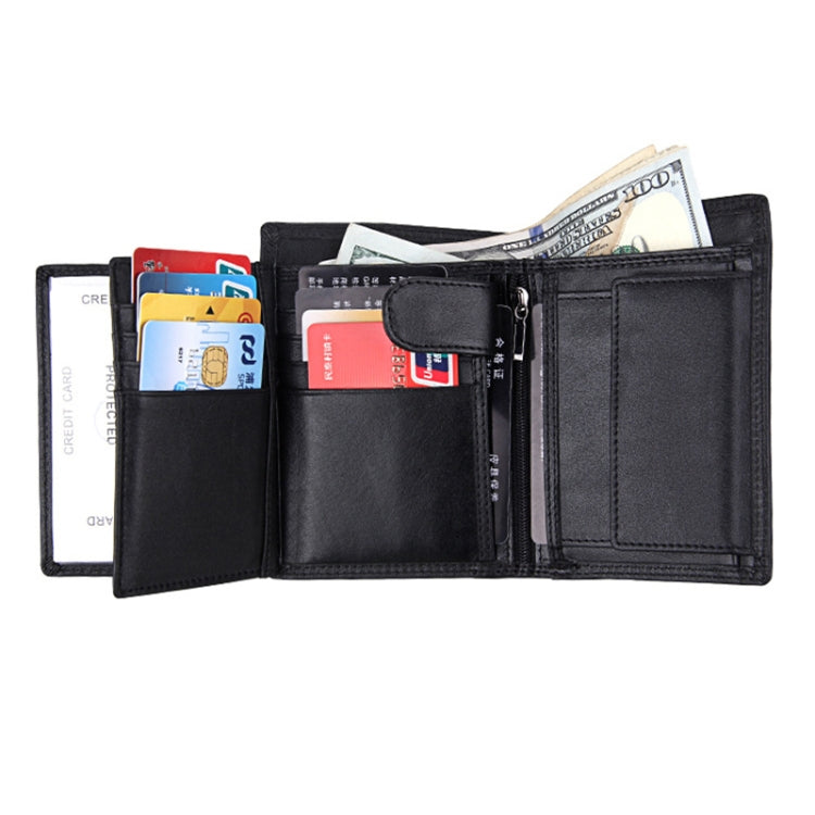 Genuine Cowhide Leather 3-folding Card Holder Wallet RFID Blocking Card Bag Protect Case for Men, Size: 13*10.2*2.5cm - Antimagnetic RFID Package by PMC TechLife | Online Shopping South Africa | PMC TechLife | Buy Now Pay Later Mobicred