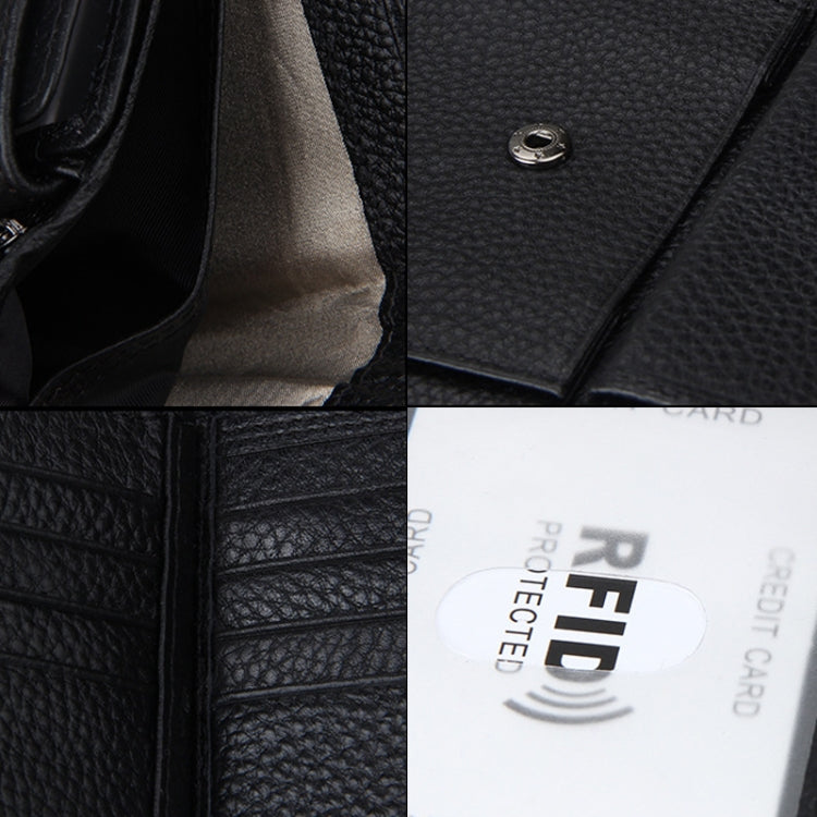 Genuine Cowhide Leather 3-folding Card Holder Wallet RFID Blocking Card Bag Protect Case for Men, Size: 13*10.2*2.5cm - Antimagnetic RFID Package by PMC TechLife | Online Shopping South Africa | PMC TechLife | Buy Now Pay Later Mobicred