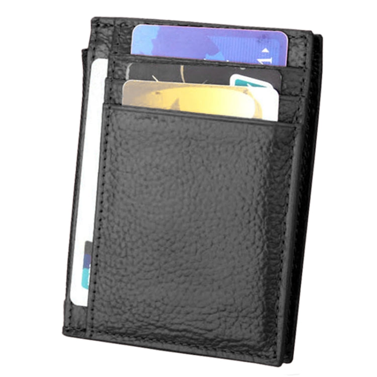 Cowhide Leather Solid Color Zipper Card Holder Wallet RFID Blocking Coin Purse Card Bag Protect Case, Size: 11*8*1.5cm (Black) - Antimagnetic RFID Package by PMC TechLife | Online Shopping South Africa | PMC TechLife | Buy Now Pay Later Mobicred