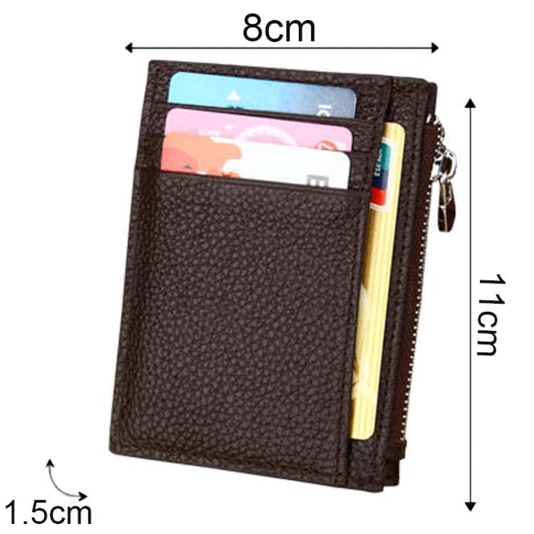 Cowhide Leather Solid Color Zipper Card Holder Wallet RFID Blocking Coin Purse Card Bag Protect Case, Size: 11*8*1.5cm (Black) - Antimagnetic RFID Package by PMC TechLife | Online Shopping South Africa | PMC TechLife | Buy Now Pay Later Mobicred