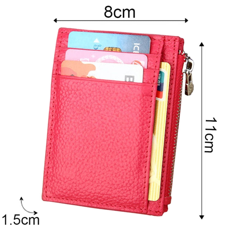 Cowhide Leather Solid Color Zipper Card Holder Wallet RFID Blocking Coin Purse Card Bag Protect Case, Size: 11*8*1.5cm (Magenta) - Antimagnetic RFID Package by PMC TechLife | Online Shopping South Africa | PMC TechLife | Buy Now Pay Later Mobicred