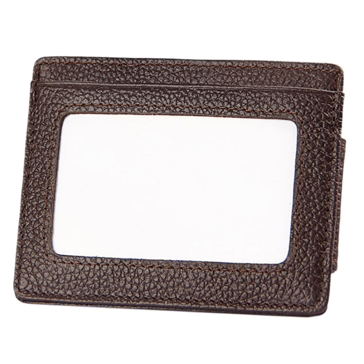 Cowhide Leather Solid Color Card Holder Wallet RFID Blocking Card Bag Protect Case with 3 Card Slots & Photo Frame, Size: 110*77*4mm(Coffee) - Antimagnetic RFID Package by PMC TechLife | Online Shopping South Africa | PMC TechLife | Buy Now Pay Later Mobicred