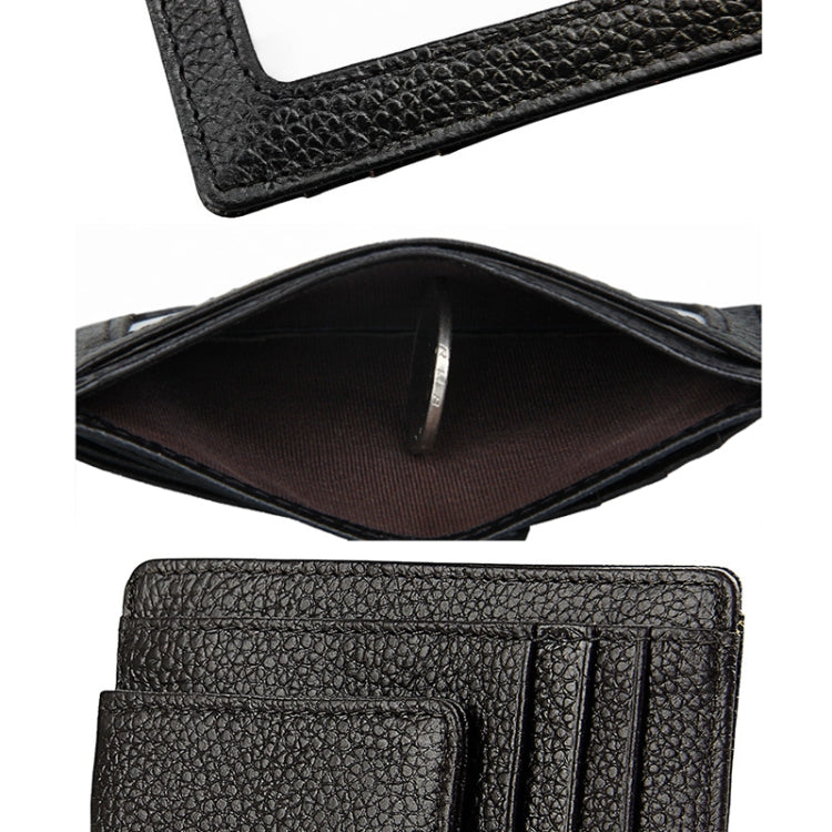 Cowhide Leather Solid Color Card Holder Wallet RFID Blocking Card Bag Protect Case with 3 Card Slots & Photo Frame, Size: 110*77*4mm(Coffee) - Antimagnetic RFID Package by PMC TechLife | Online Shopping South Africa | PMC TechLife | Buy Now Pay Later Mobicred
