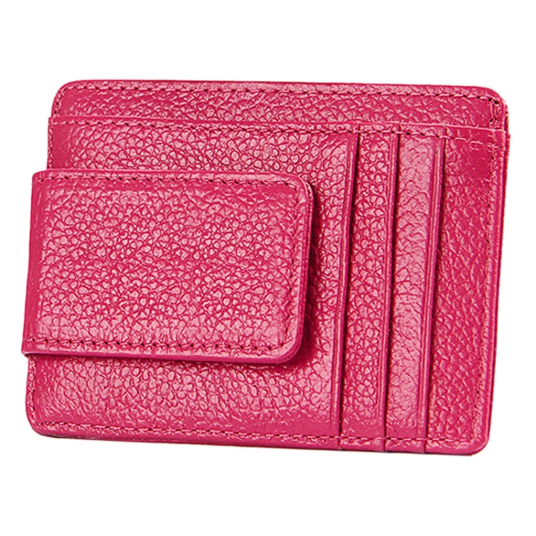 Cowhide Leather Solid Color Card Holder Wallet RFID Blocking Card Bag Protect Case with 3 Card Slots & Photo Frame, Size: 110*77*4mm(Magenta) - Antimagnetic RFID Package by PMC TechLife | Online Shopping South Africa | PMC TechLife | Buy Now Pay Later Mobicred