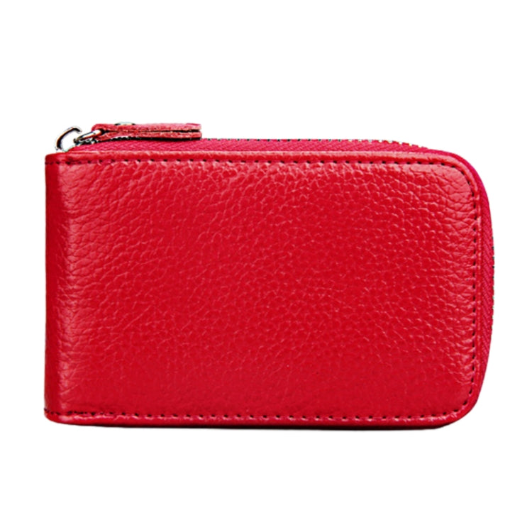 Genuine Cowhide Leather Solid Color Zipper Vertical Card Holder Wallet RFID Blocking Card Bag Protect Case with 12 Card Slots, Size: 11.5*7.5cm(Dark Red) - Antimagnetic RFID Package by PMC TechLife | Online Shopping South Africa | PMC TechLife | Buy Now Pay Later Mobicred