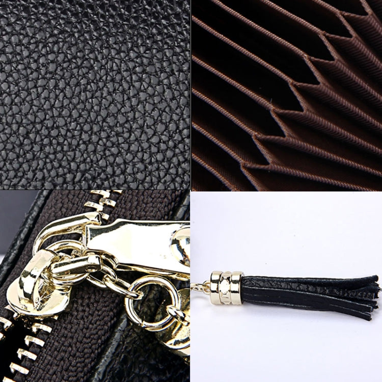 Genuine Cowhide Leather Solid Color Zipper Card Holder Wallet RFID Blocking Card Bag Protect Case Coin Purse with Tassel Pendant & 15 Card Slots for Women, Size: 11.1*7.6*3.5cm(Red) - Antimagnetic RFID Package by PMC TechLife | Online Shopping South Africa | PMC TechLife | Buy Now Pay Later Mobicred