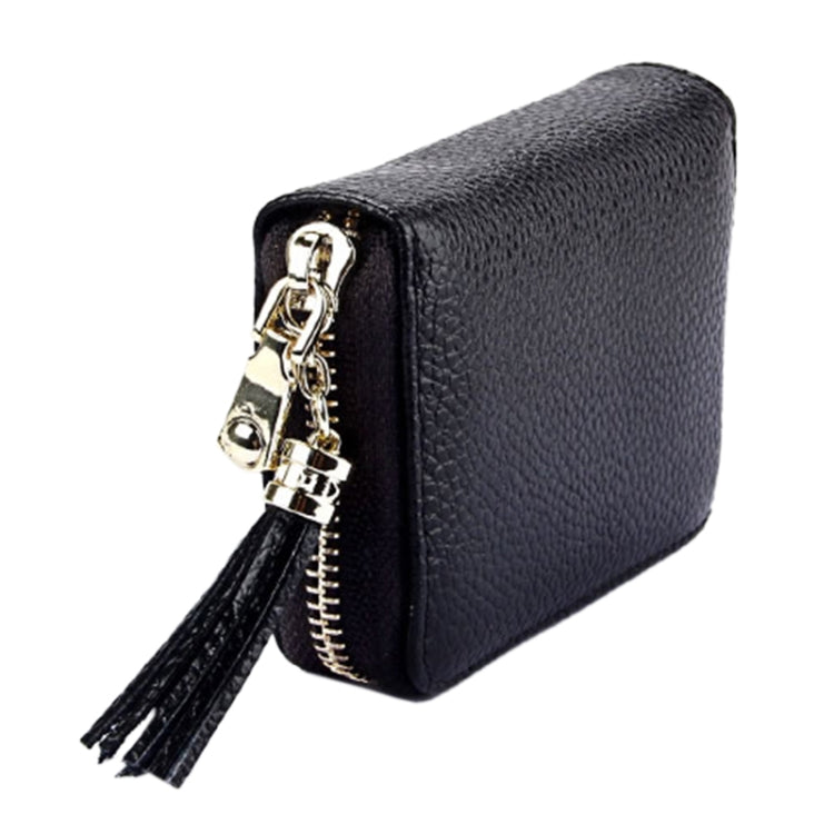 Genuine Cowhide Leather Solid Color Zipper Card Holder Wallet RFID Blocking Card Bag Protect Case Coin Purse with Tassel Pendant & 15 Card Slots for Women, Size: 11.1*7.6*3.5cm(Brown) - Antimagnetic RFID Package by PMC TechLife | Online Shopping South Africa | PMC TechLife | Buy Now Pay Later Mobicred