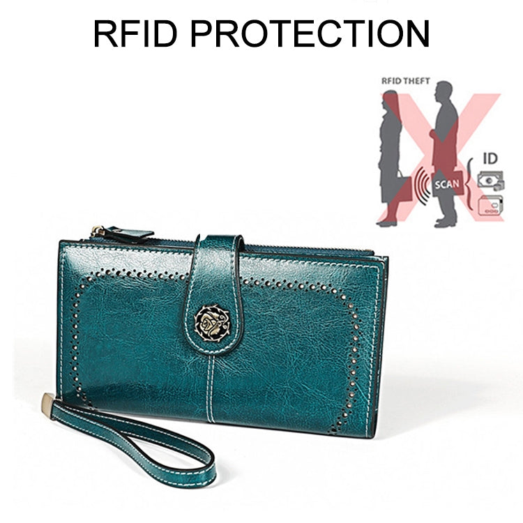 3526 Vintage Oil Wax Texture Large Capacity Long Multi-function Anti-magnetic RFID Wallet Clutch for Ladies (Yellow) - Antimagnetic RFID Package by PMC TechLife | Online Shopping South Africa | PMC TechLife | Buy Now Pay Later Mobicred